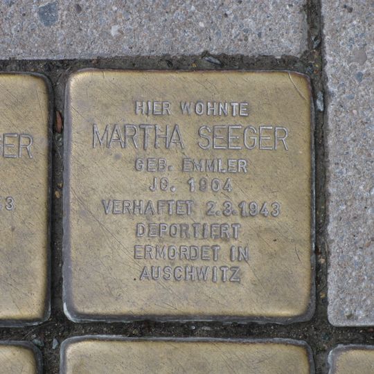 Stolperstein dedicated to Martha Seeger