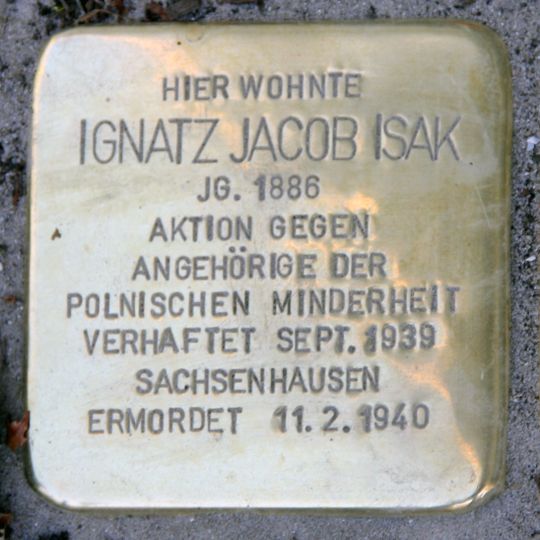 Stolperstein dedicated to Ignatz Jacob Isak