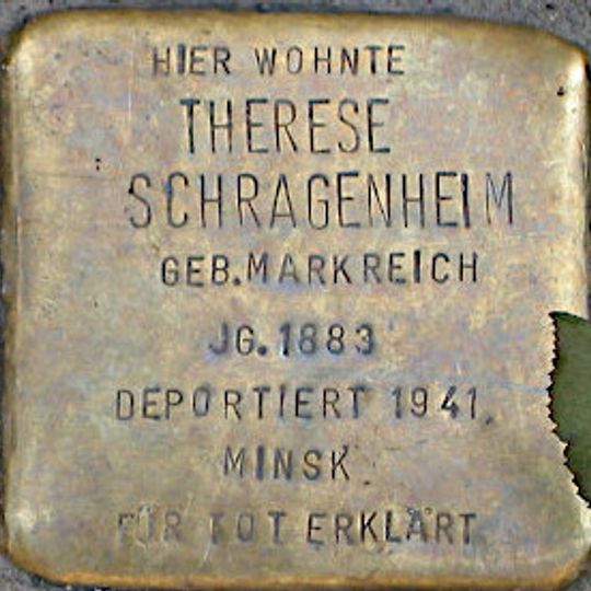 Stolperstein dedicated to Therese Schragenheim