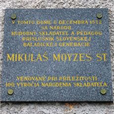 Rodný dom Mikuláš. Moyzesa, tabuľa pamätná