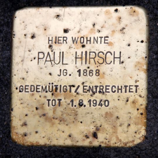 Stolperstein dedicated to Paul Hirsch