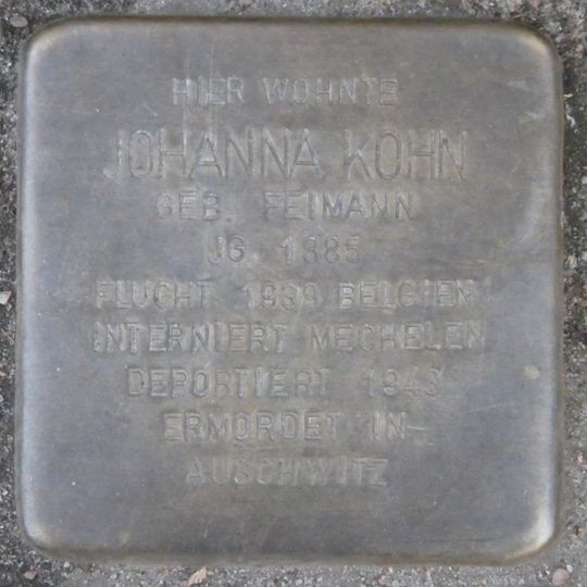 Stolperstein dedicated to Johanna Kohn