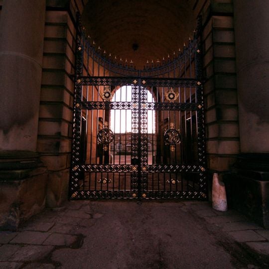 Gateway With Attached Plinth Wall And Ironwork Screen Forming South Side Of South Court At Wentworth Woodhouse