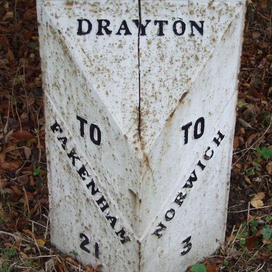 Milepost, 150yds E of jct with Hurn Rd. Just E of entrance to former David Rice Hospital