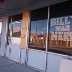 "Billy Was Here" window painting
