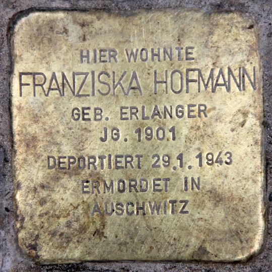 Stolperstein dedicated to Franziska Hofmann