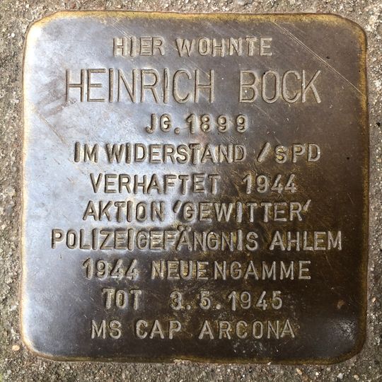 Stolperstein dedicated to Heinrich Bock