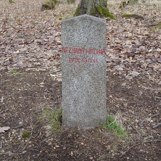 Pomník neznámému padlému v květnu 1945 v lese Šance u Komořan