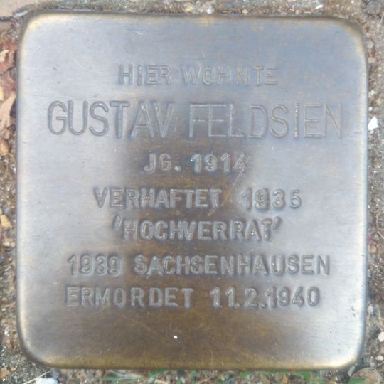 Stolperstein dedicated to Gustav Feldsien