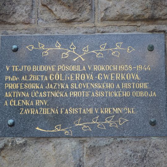 Pam. tab. Golnerovej-Gwerkovej