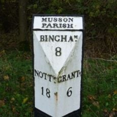 Milepost, Grantham Road; W of A52 jct, W of Muston