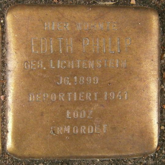 Stolperstein dedicated to Edith Philip