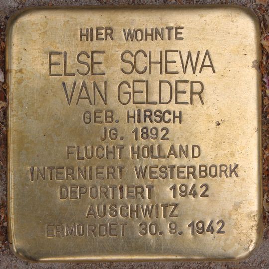 Stolperstein en memoria de Else Schewa van Gelder