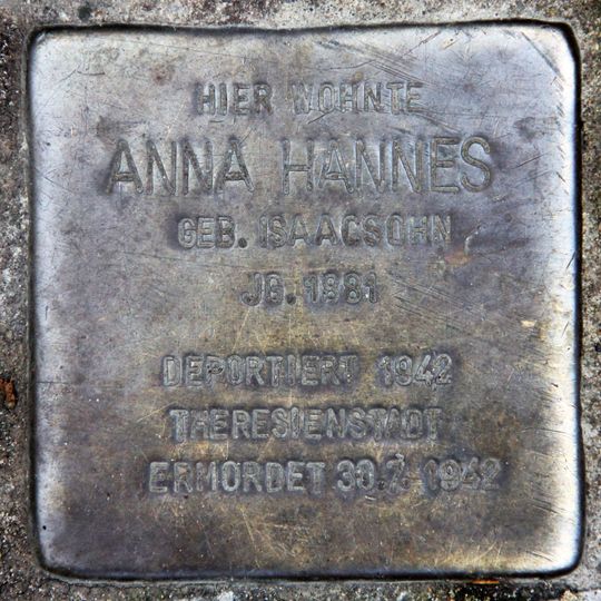Stolperstein dedicated to Anna Hannes