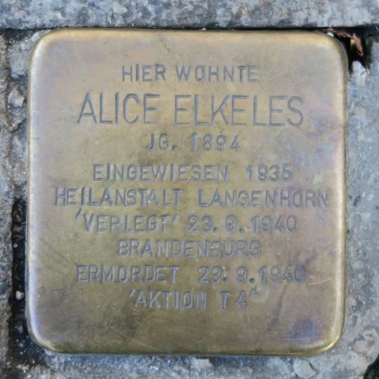 Stolperstein en memoria de Alice Elkeles