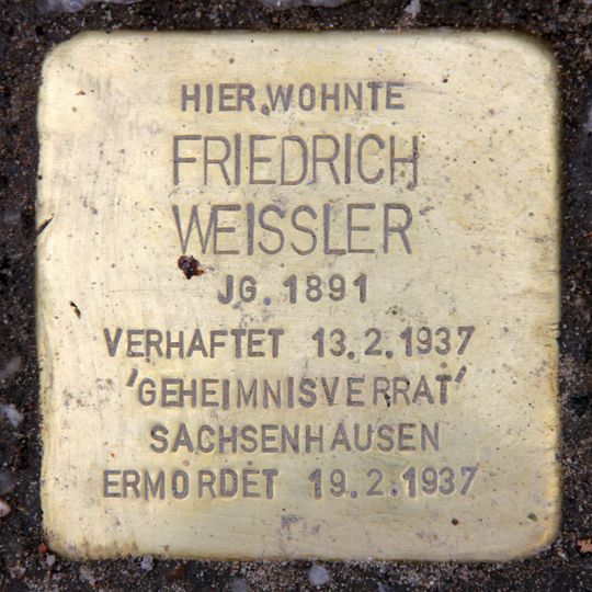 Stolperstein dedicated to Friedrich Weißler