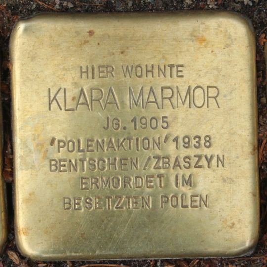 Stolperstein dedicated to Klara Marmor