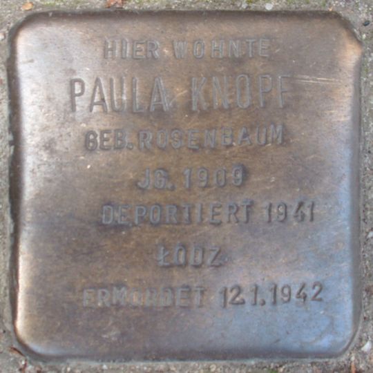 Stolperstein für Paula Knopf