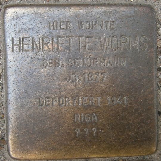 Stolperstein dedicated to Henriette Worms