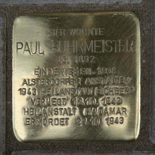 Stolperstein dedicated to Paul Buhrmeister