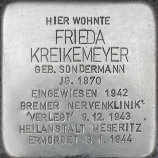 Stolperstein en memoria de Frieda Kreikemeyer,