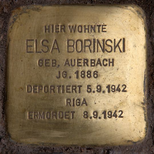 Stolperstein dedicated to Elsa Borinski