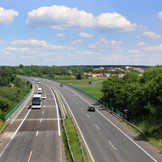 Bridge of highway D10 over the Jizera in Tuřice