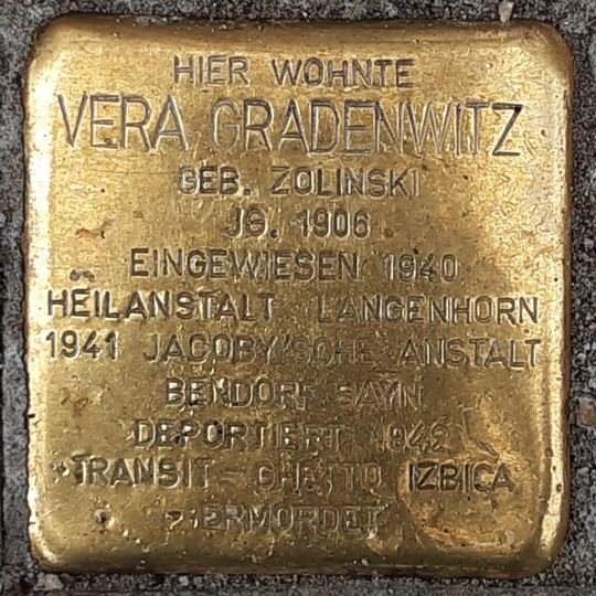 Stolperstein dedicated to Vera Gradenwitz