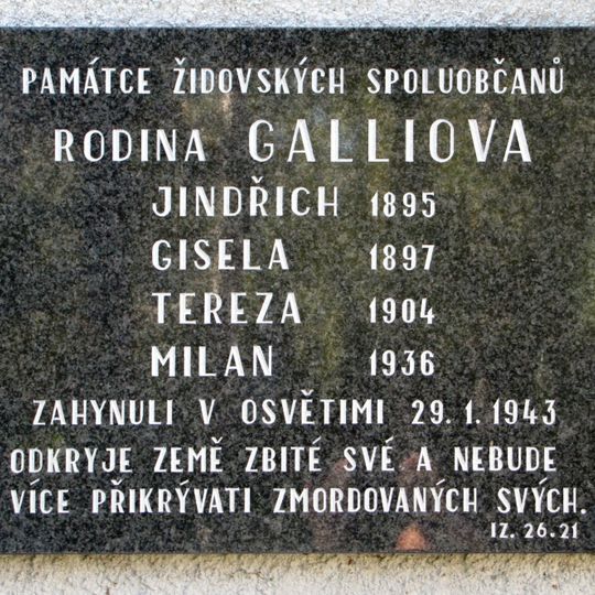 Plaque on Evangelical cemetery in Javorník