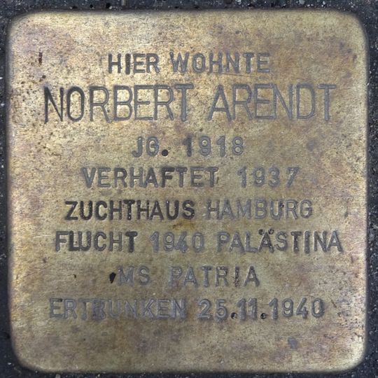 Stolperstein en memoria de Norbert Arendt