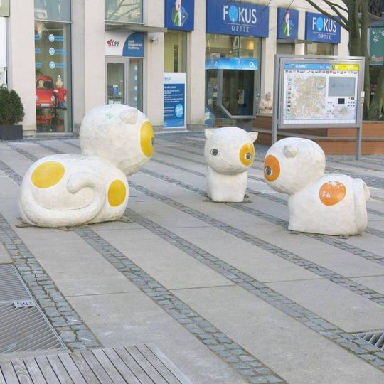 Plastika Kočky v ulici 5.května v Liberci