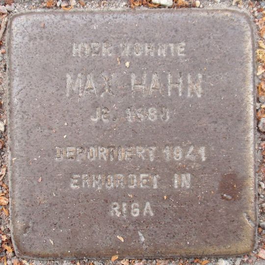 Stolperstein dedicated to Max Hahn