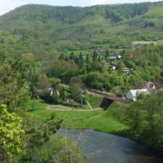 Železniční most přes místní komunikaci a Martinovský potok v Kotvině