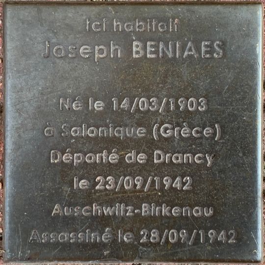 Stoleperstein à la mémoire de Joseph Beniaes