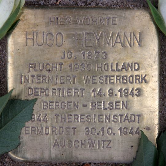 Stolperstein dedicated to Hugo Heymann