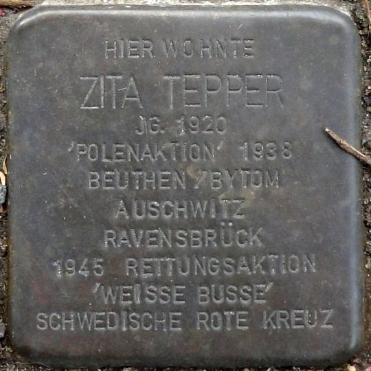 Stolperstein à la mémoire de Zita Tepper