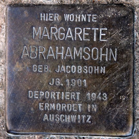 Stolperstein en memoria de Margarete Abrahamsohn