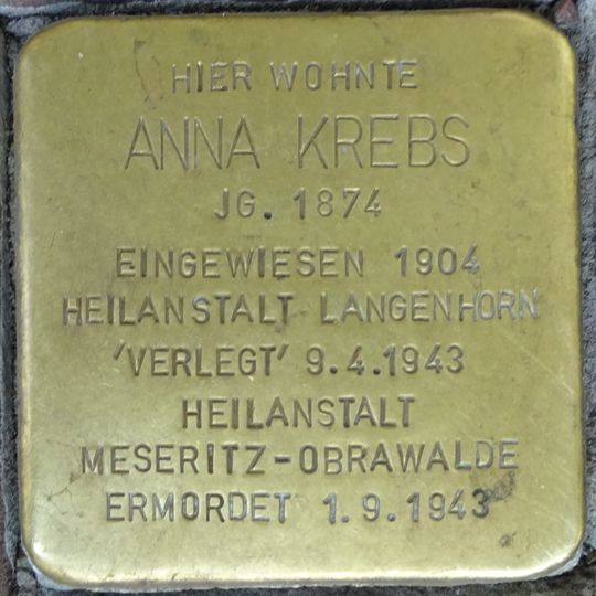 Stolperstein dedicated to Anna Krebs