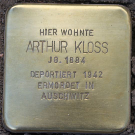 Stolperstein dedicated to Arthur Kloss