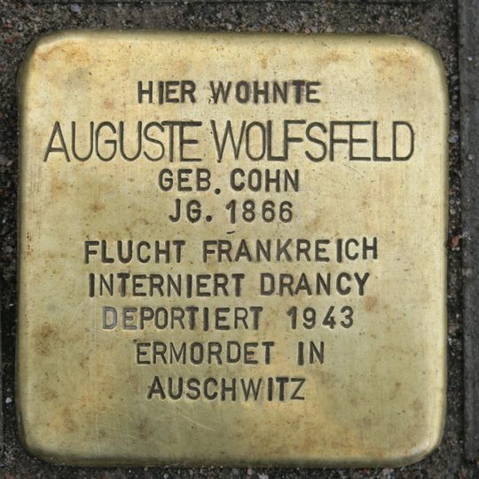 Stolperstein dedicated to Auguste Wolfsfeld