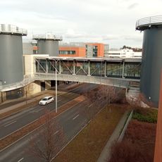 Mostní přechod přes ulici Kamenice mezi budovami D36 a C10