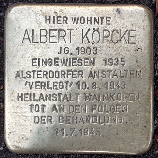 Stolperstein dedicated to Albert Köpcke