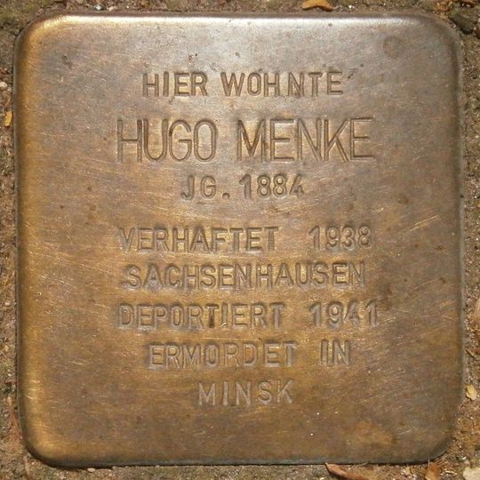 Stolperstein dedicated to Hugo Menke