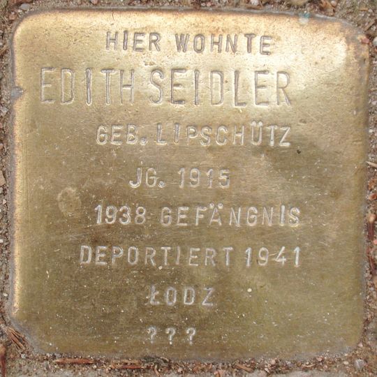 Stolperstein dedicated to Edith Seidler