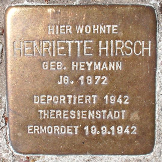 Stolperstein dedicated to Henriette Hirsch