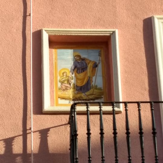 Ceramic panel of Saint Joseph at 1 Sant Blai street