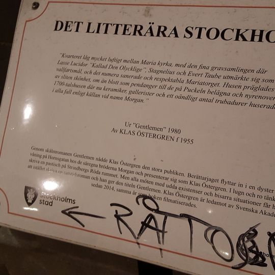 Literary sign:  Klas Östergren