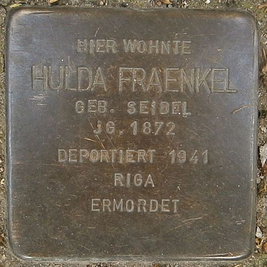 Stolperstein dedicated to Hulda Fraenkel