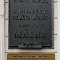 Here-died plaque to K. H. Mácha