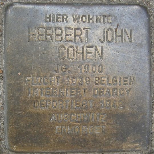 Stolperstein dedicated to Herbert John Cohen